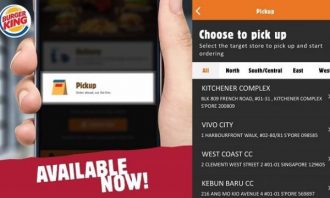 A screenshot of the Burger King app in Singapore