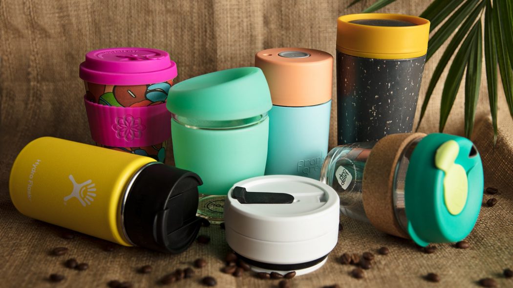 Reusable coffee cups.