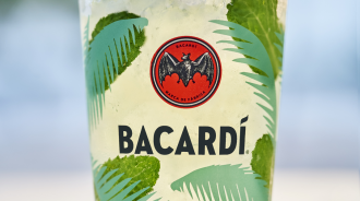 A close-up of a glass of Bacardi mojito
