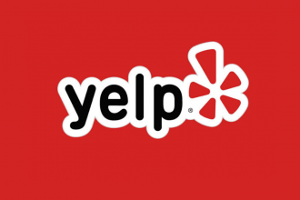 Yelp logo with red background