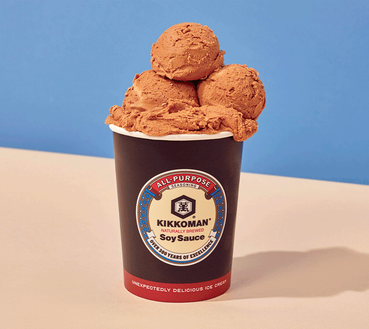 Kikkoman Soy Sauce is a delicious toasted sesame ice cream laced with umami-rich naturally brewed soy sauce.